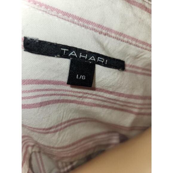 Tahari | stripped shirt | Pink and white | Large - Picture 9 of 9